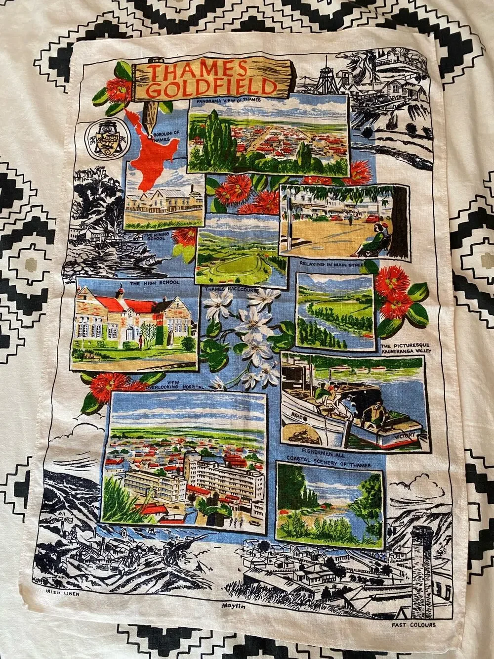 Vintage Thames Goldfield Collectible Kitchen Linen Tea Towel Souvenir